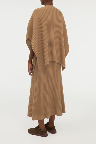 Baron Knit Cropped Poncho in Camel Merino Wool Cashmere