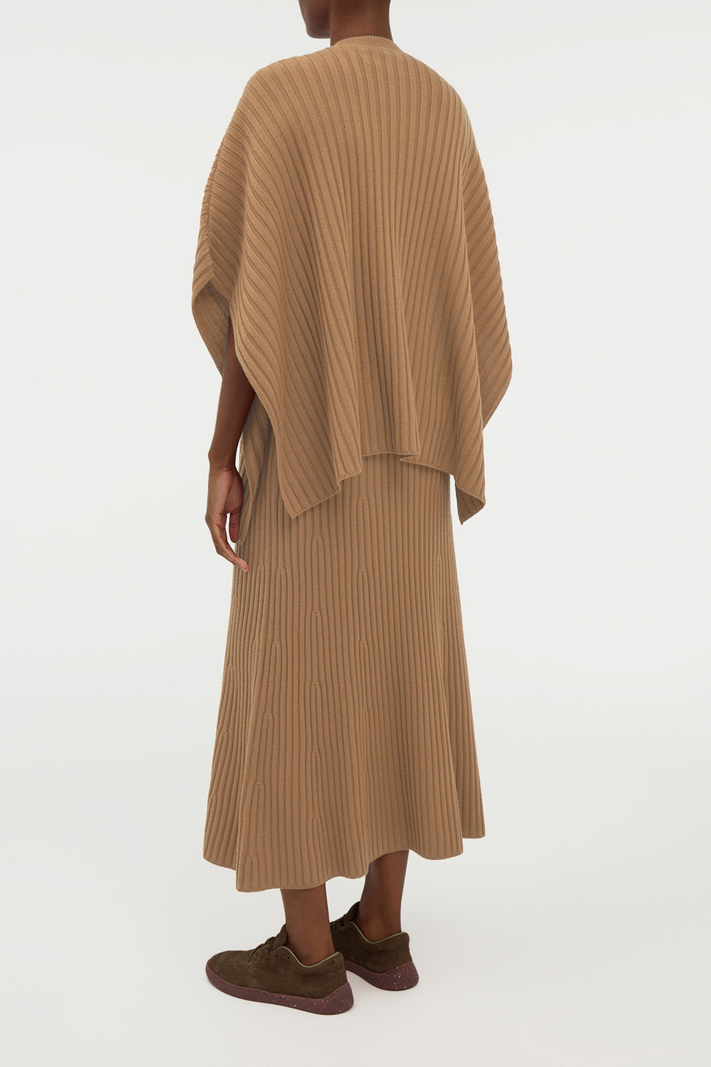 Baron Knit Cropped Poncho in Camel Merino Wool Cashmere