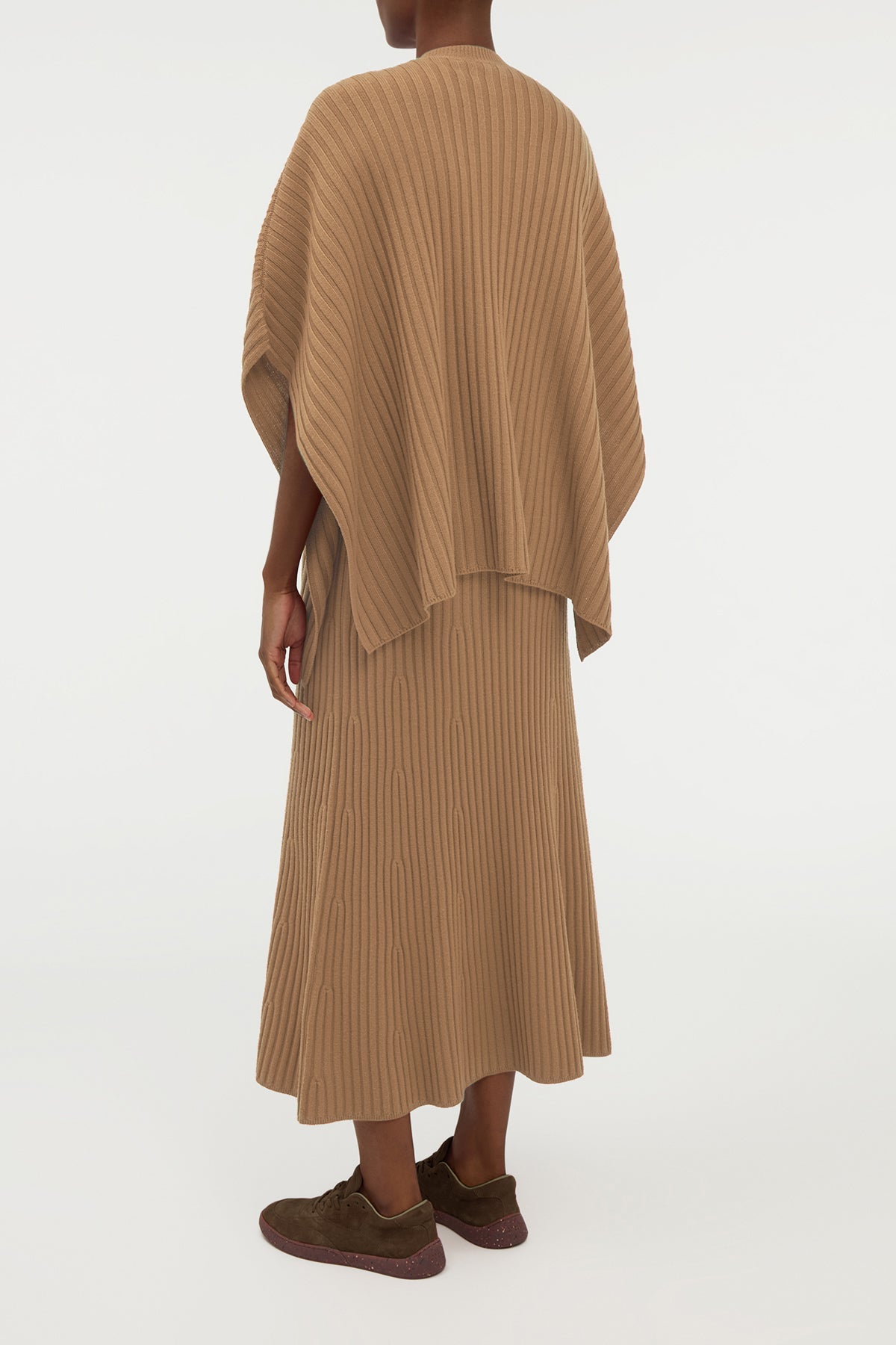 Baron Knit Cropped Poncho in Camel Merino Wool Cashmere
