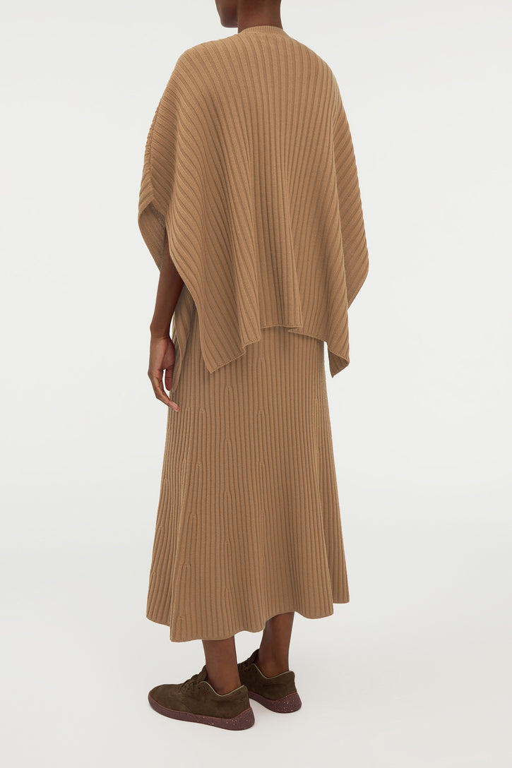 Baron Knit Cropped Poncho in Camel Merino Wool Cashmere