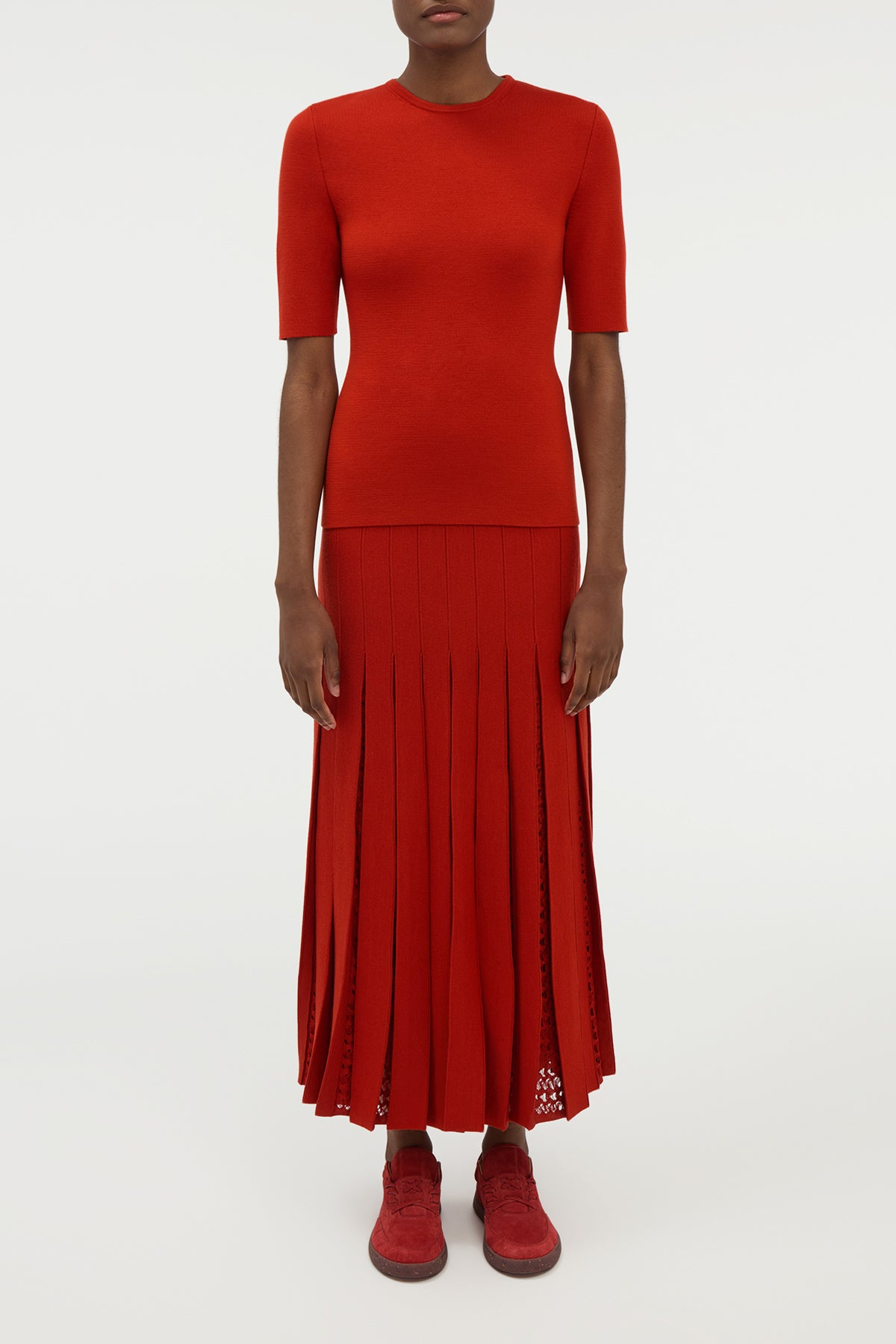 Andrius Knit Top in Antelope Orange Merino Wool
