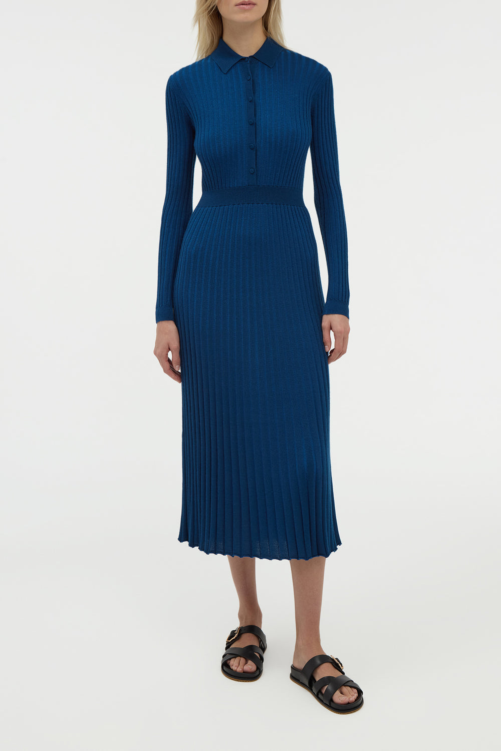 Ardor Knit Maxi Dress in Washed Denim Cashmere Silk