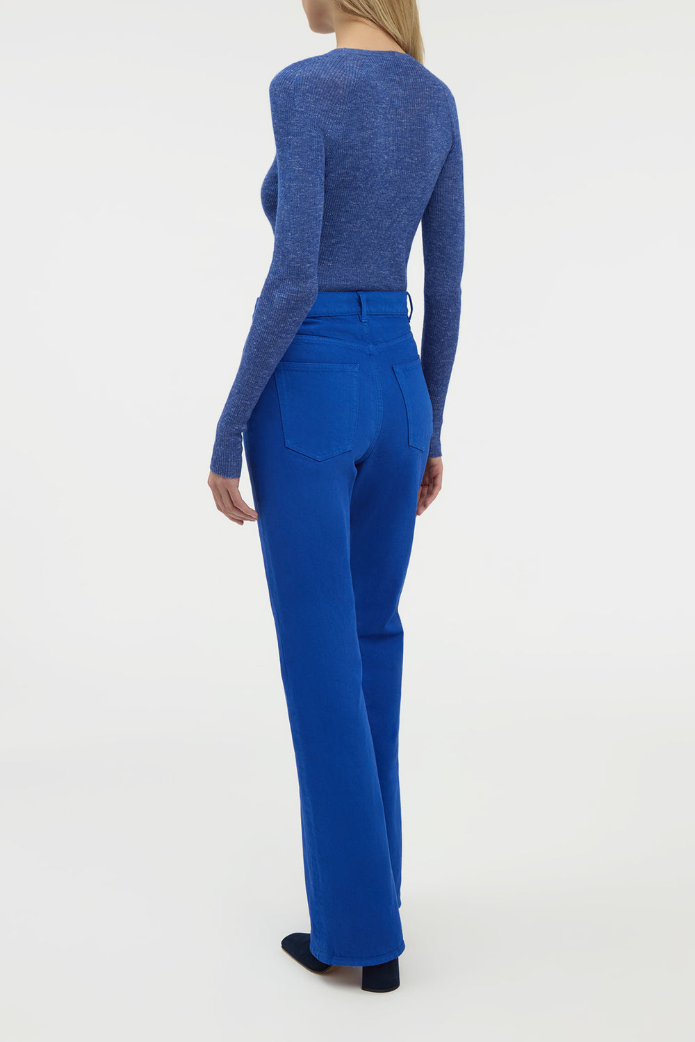 Anges Knit Henley in Cobalt Cashmere Silk with Hemp