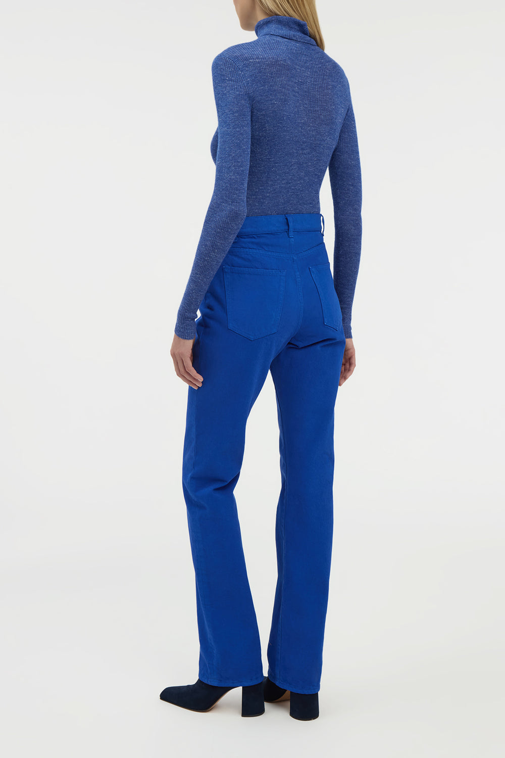 Aldona Knit Turtleneck in Cobalt Cashmere Silk with Hemp