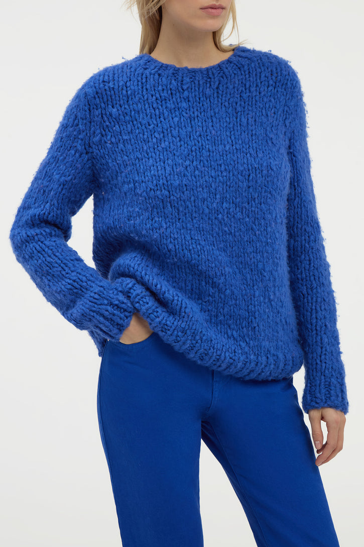 Lawrence Knit Sweater in Cobalt Welfat Cashmere