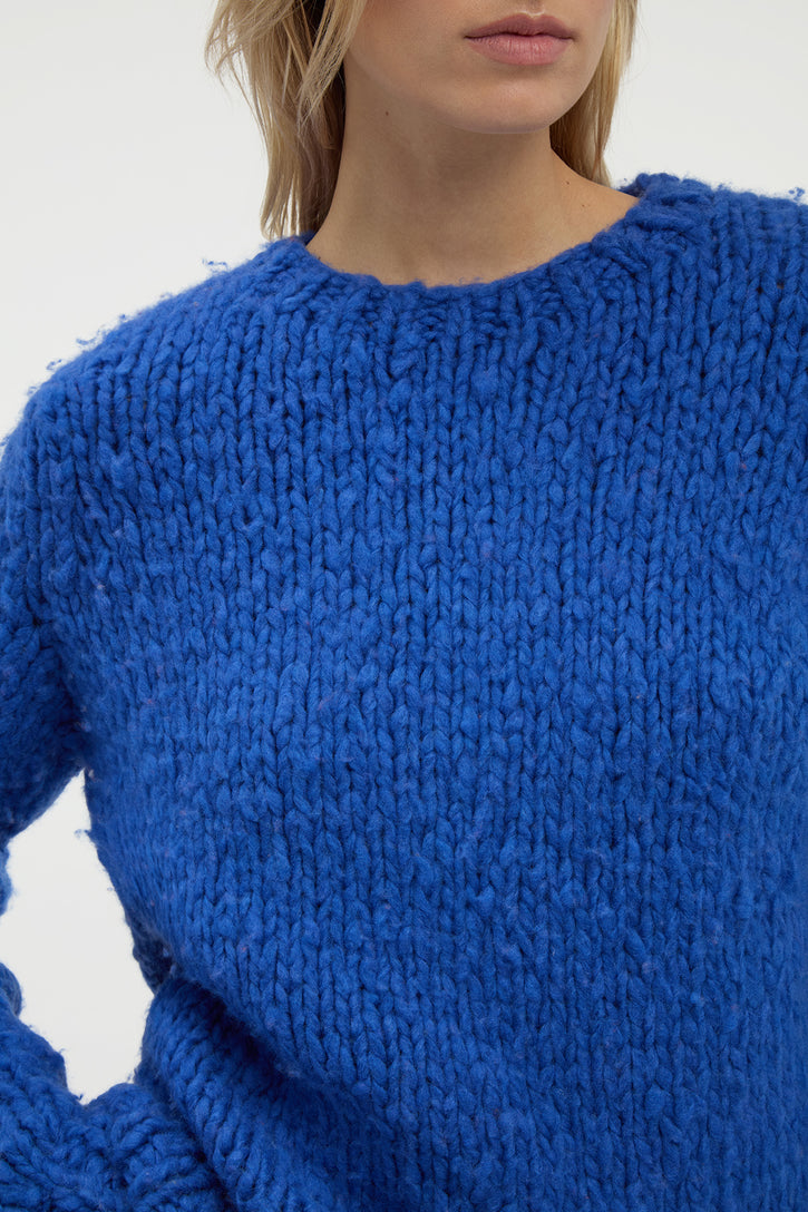 Lawrence Knit Sweater in Cobalt Welfat Cashmere
