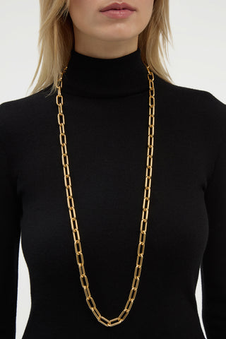 18K Yellow Gold Link Necklace - Styled On Model | Gabriela Hearst