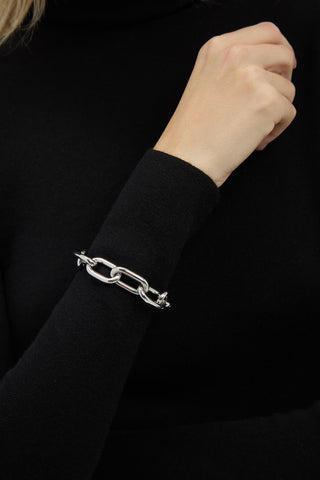 White Gold Link Bracelet - On Model Wrist | Gabriela Hearst