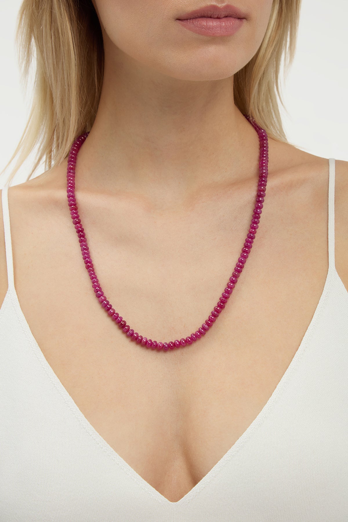 Beaded Necklace in Ruby (Large Beads)