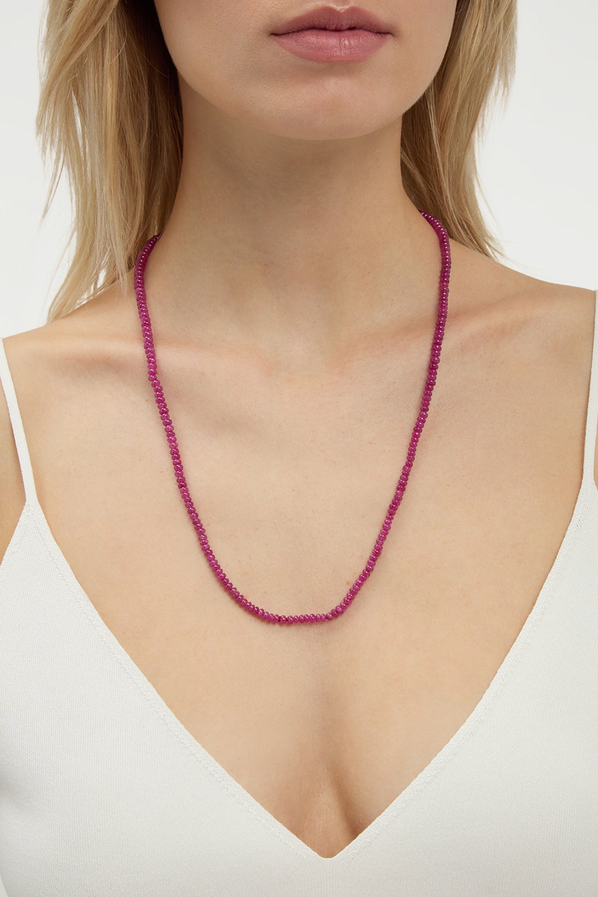 Beaded Necklace in Ruby (Small Beads)
