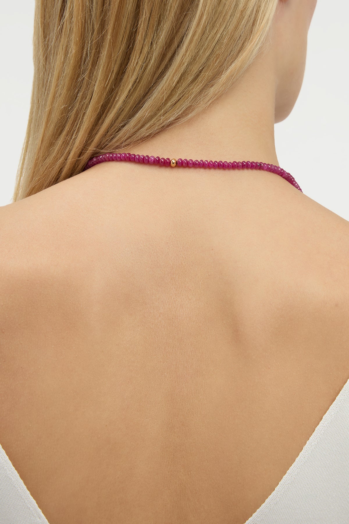 Beaded Necklace in Ruby (Small Beads)