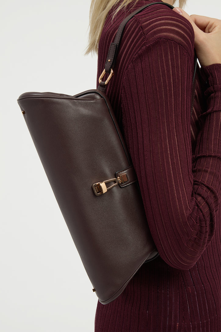 Paola Clutch in Bordeaux Nappa Leather