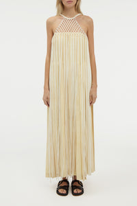 Tacia Fringe Maxi Dress in Ivory Silk
