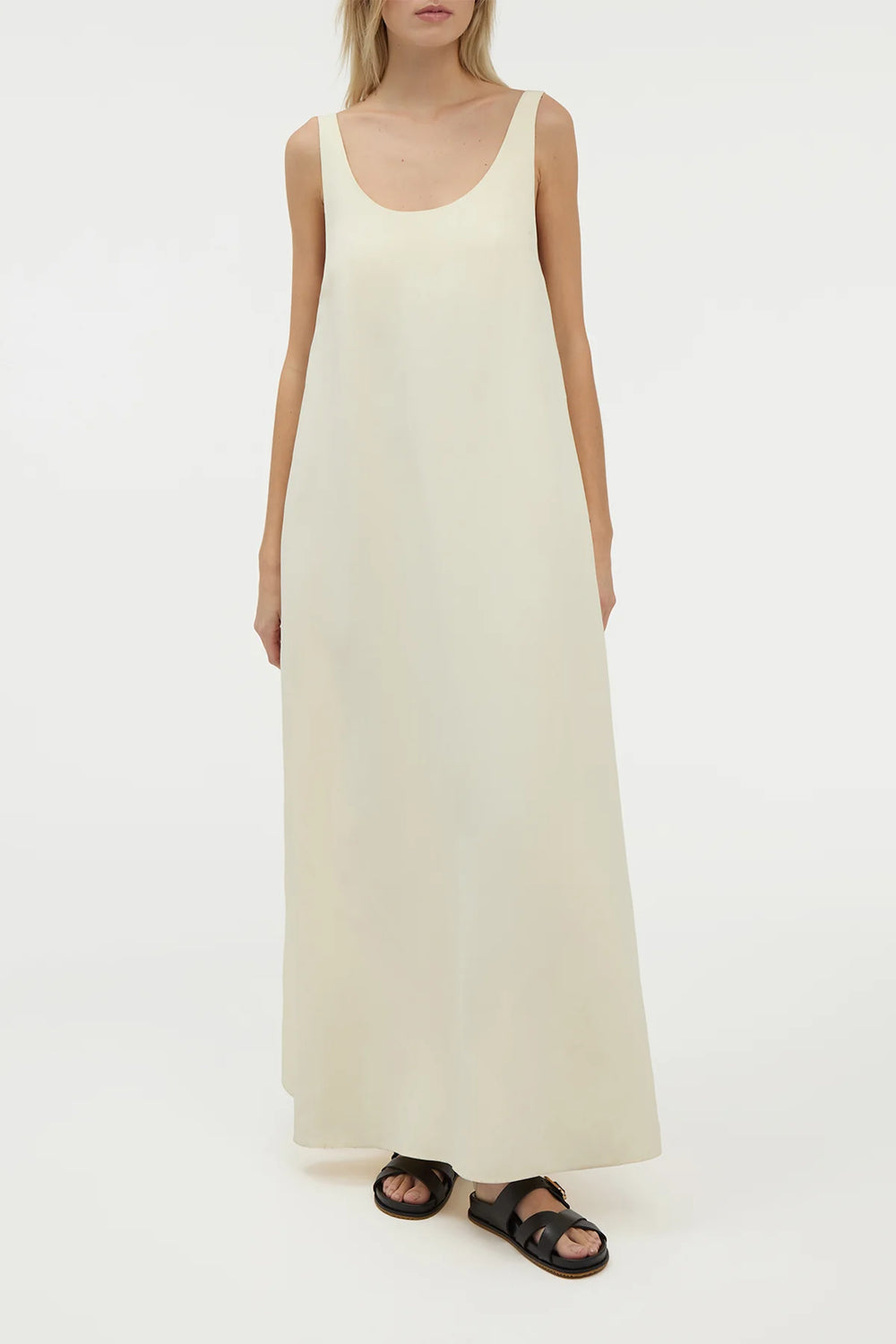 Aras Maxi Dress in Ivory Linen Silk
