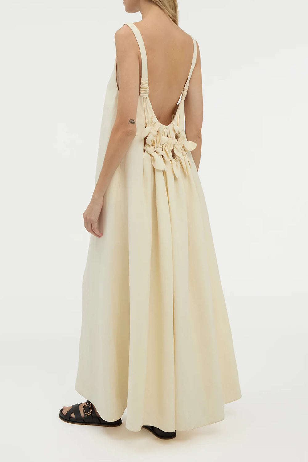 Aras Maxi Dress in Ivory Linen Silk