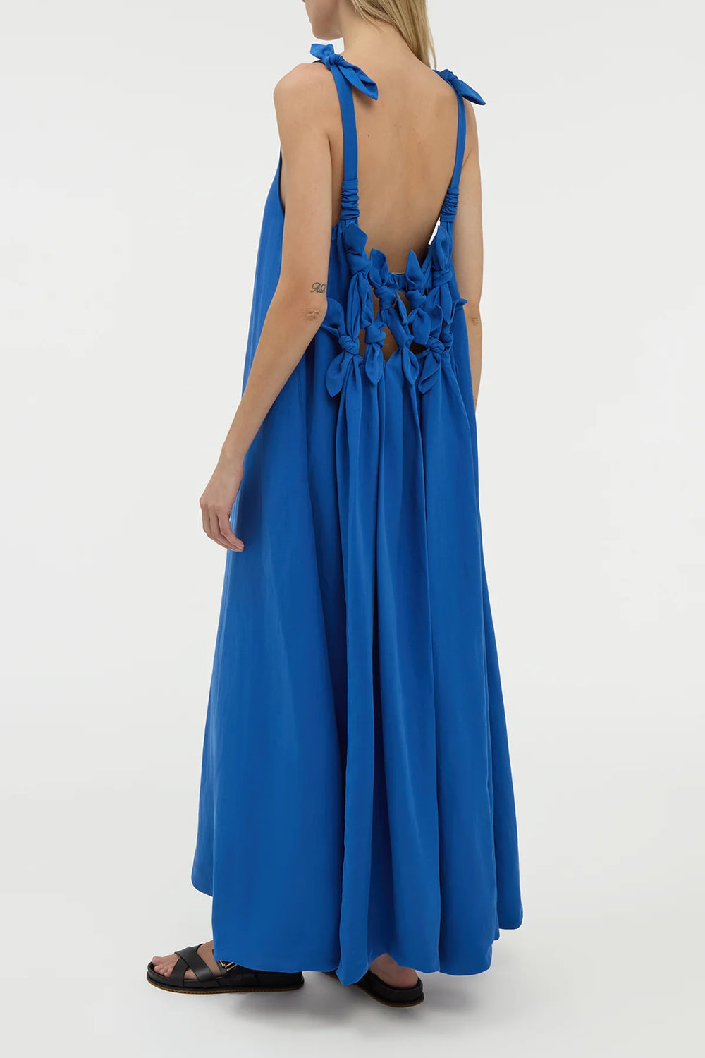 Aras Maxi Dress in Cobalt Linen Silk