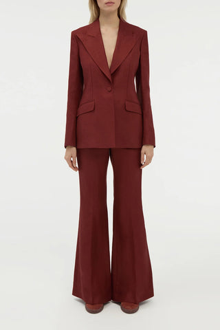 Burnt Sienna Linen Leiva Blazer - Front View On Model | Gabriela Hearst