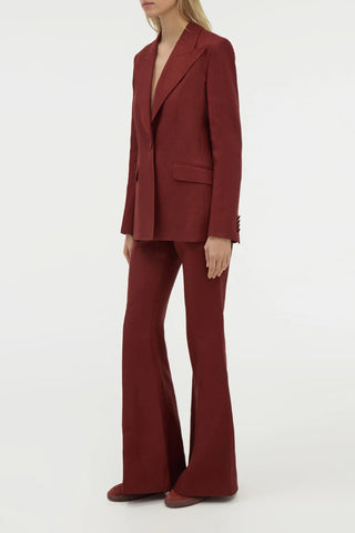 Burnt Sienna Linen Suit - Side Profile On Model | Gabriela Hearst