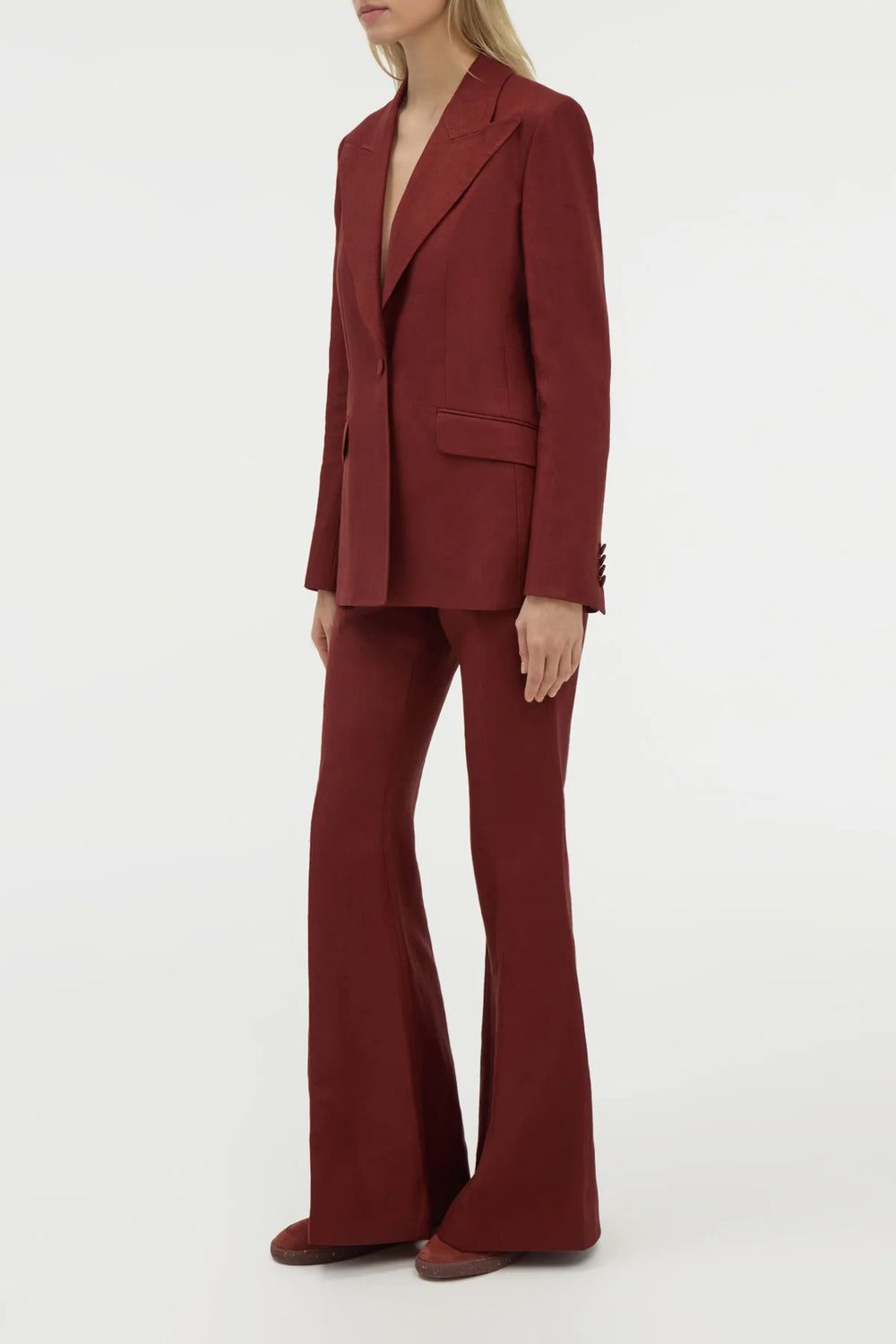 Rhein Flare Pant in Burnt Sienna Linen Twill