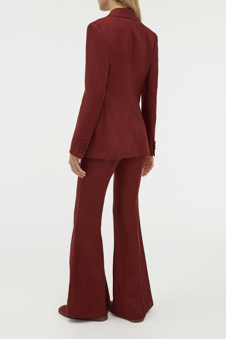 Rhein Flare Pant in Burnt Sienna Linen Twill