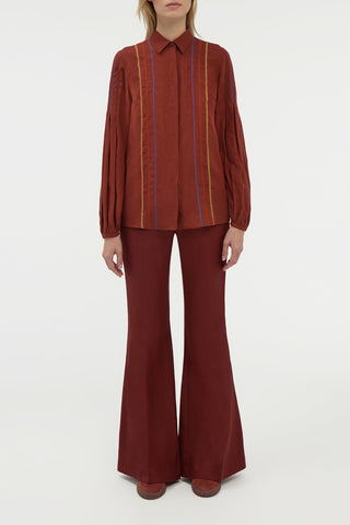 Inga Blouse in Burnt Sienna Multi Aloe Linen