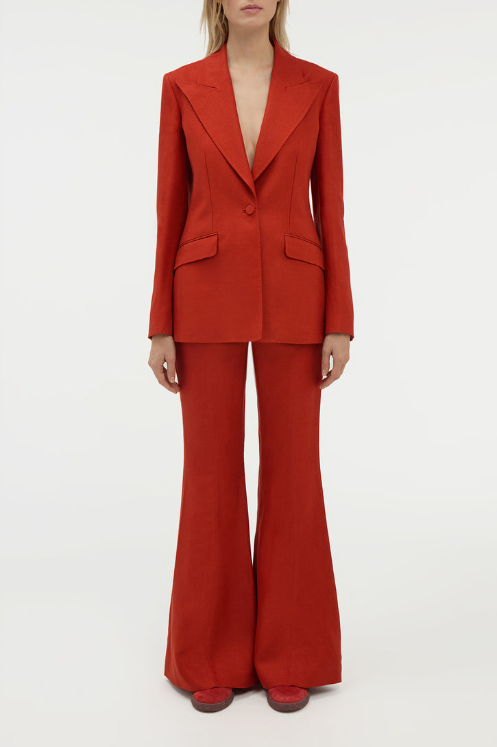 Rhein Flare Pant in Antelope Orange Linen Twill