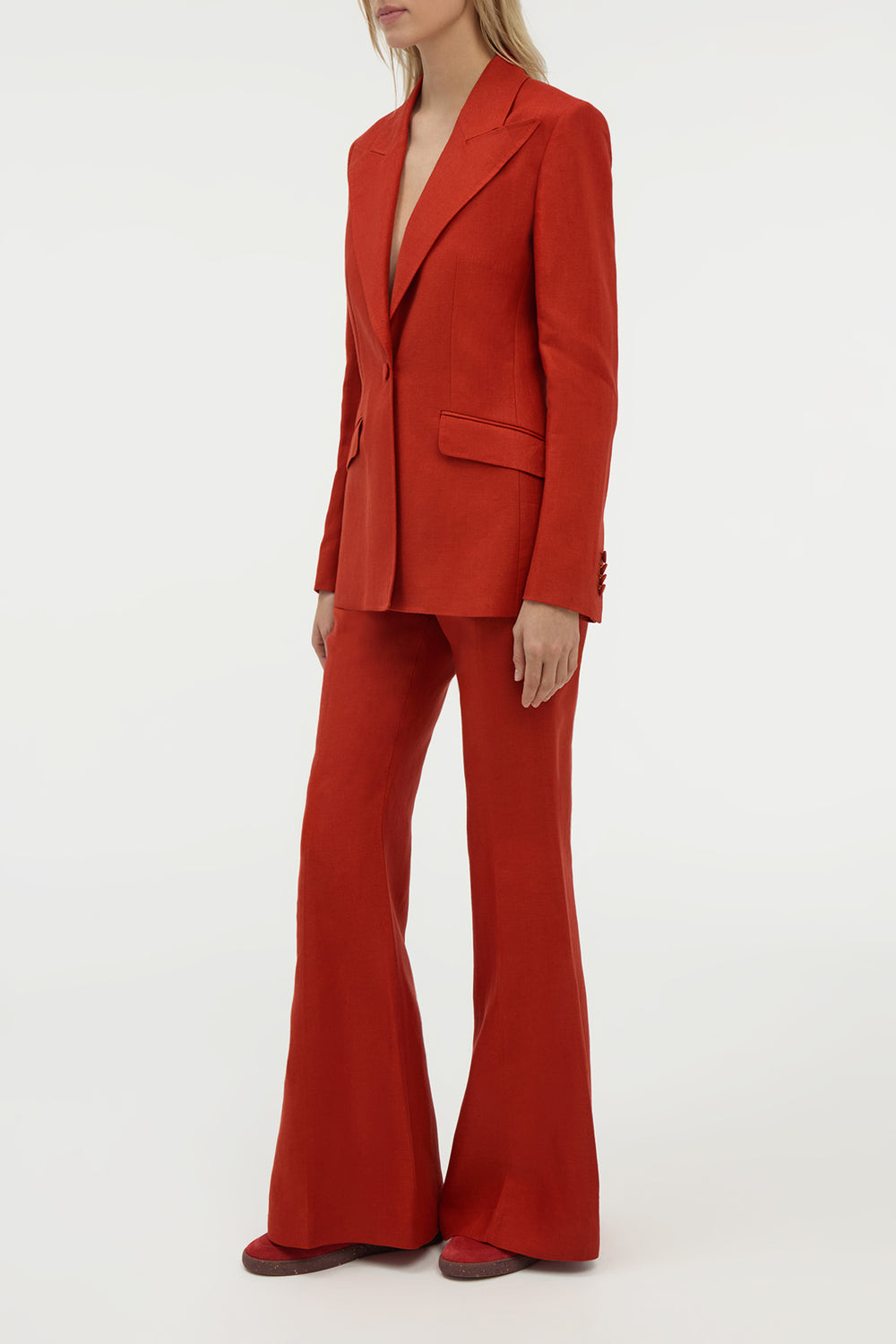 Rhein Flare Pant in Antelope Orange Linen Twill