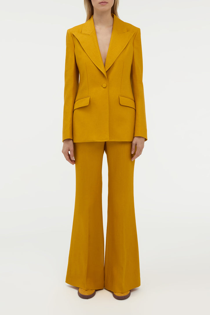 Rhein Flare Pant in Golden Birch Linen Twill