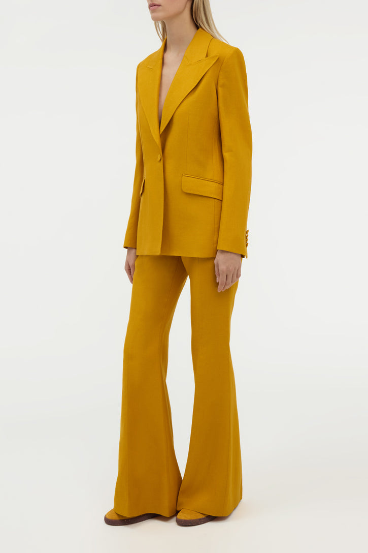 Rhein Flare Pant in Golden Birch Linen Twill