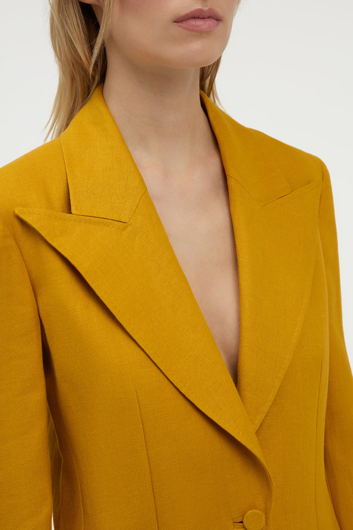 Leiva Blazer in Golden Birch Linen Twill