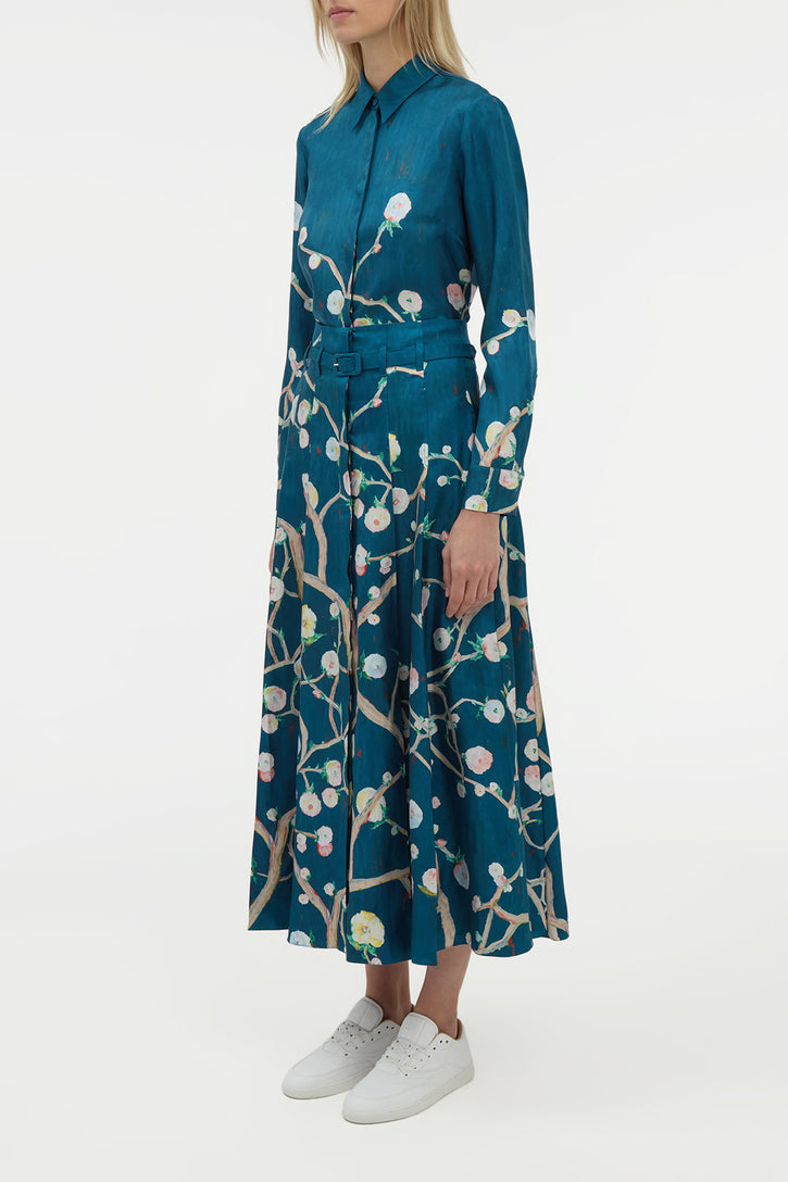 Henri Blouse in Blue Multi Printed Silk Twill