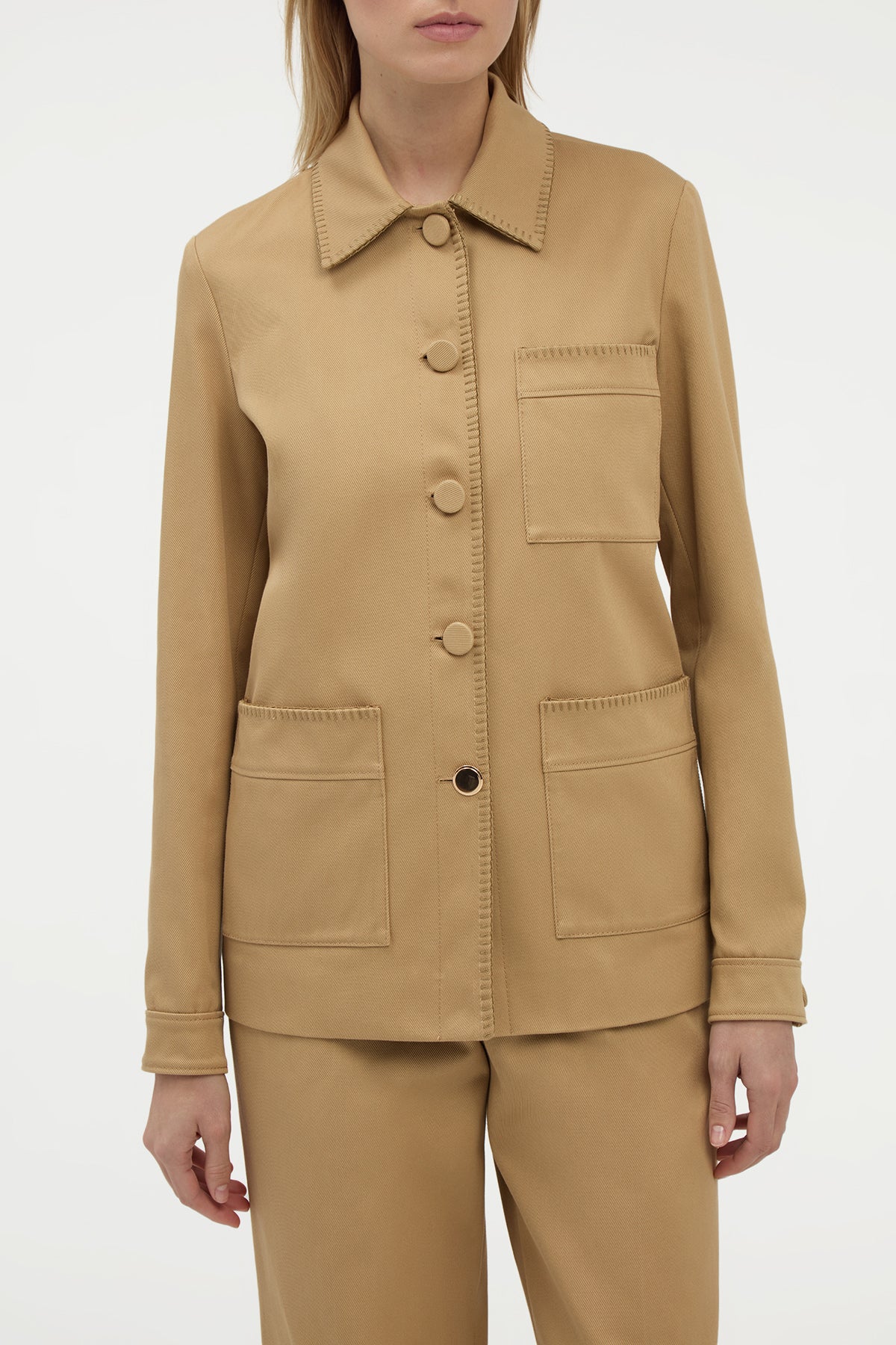 Ulu Chore Jacket in Camel Sea Island Cotton Twill