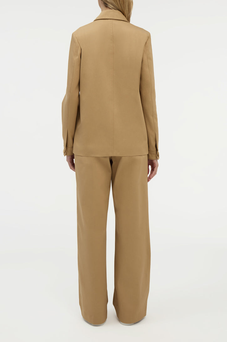 Norman Wide-leg Pant in Camel Sea Island Cotton Twill