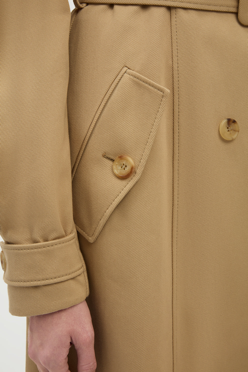 Benedict Trench Coat in Camel Sea Island Cotton Twill