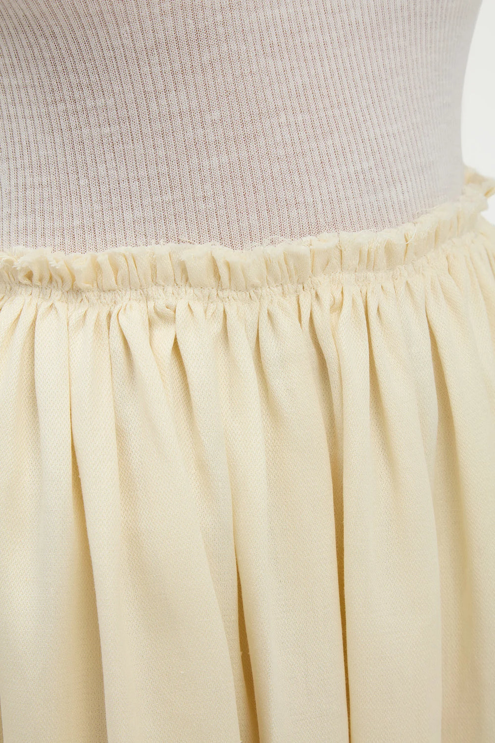 Chiara Pleated Midi Skirt in Ivory Textured Linen