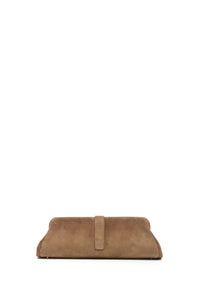 Paola Clutch in Dark Sand Suede