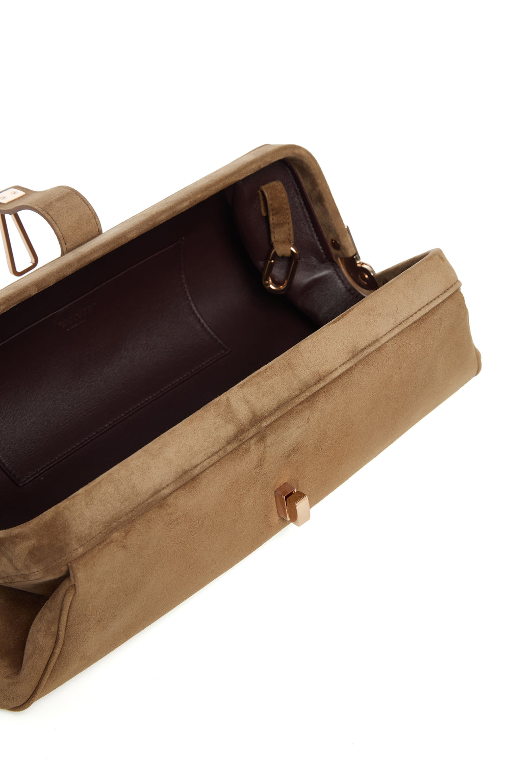 Paola Clutch in Dark Sand Suede