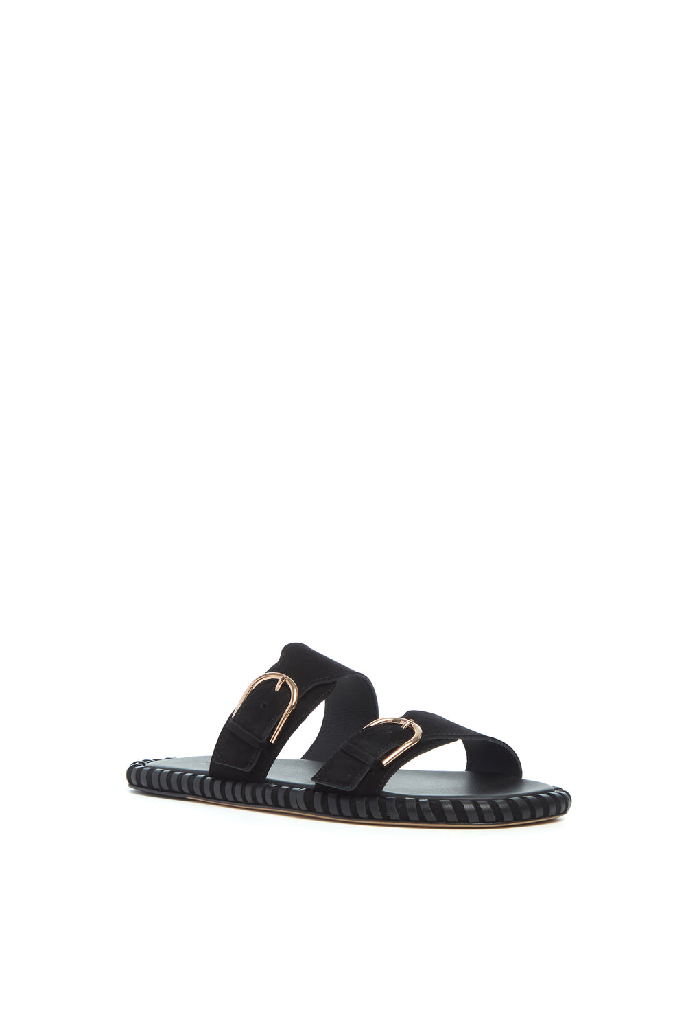 Sage Flat Sandal in Black Suede