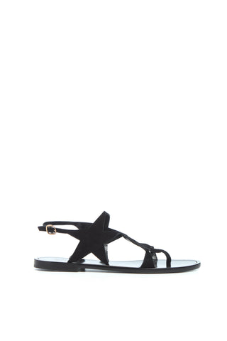 Star Sandal in Black Suede