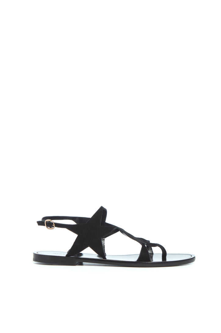 Star Sandal in Black Suede