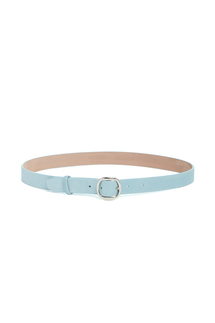 Thin Elster Belt in Light Blue Suede
