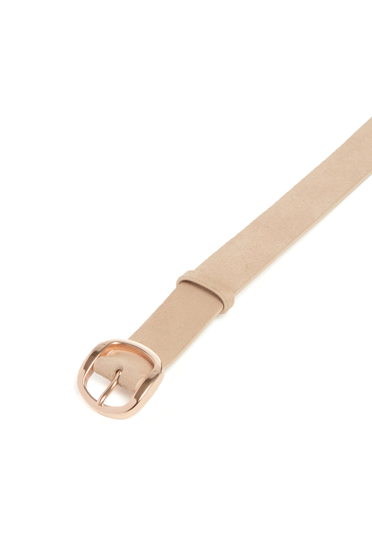 Thin Elster Belt in Light Beige Suede