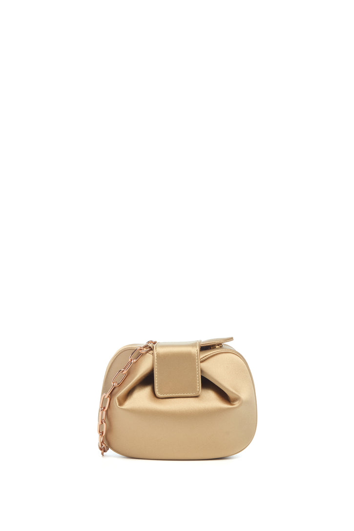 Soft Demi Clutch In Camel Satin
