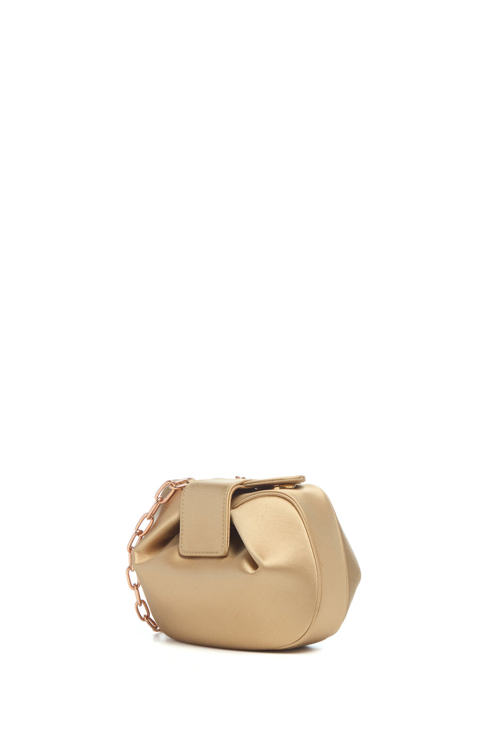 Soft Demi Clutch In Camel Satin