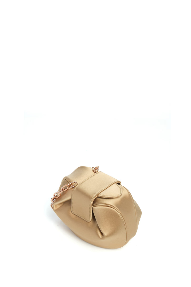 Soft Demi Clutch In Camel Satin