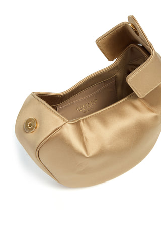 Soft Demi Clutch with Chain in Camel Satin