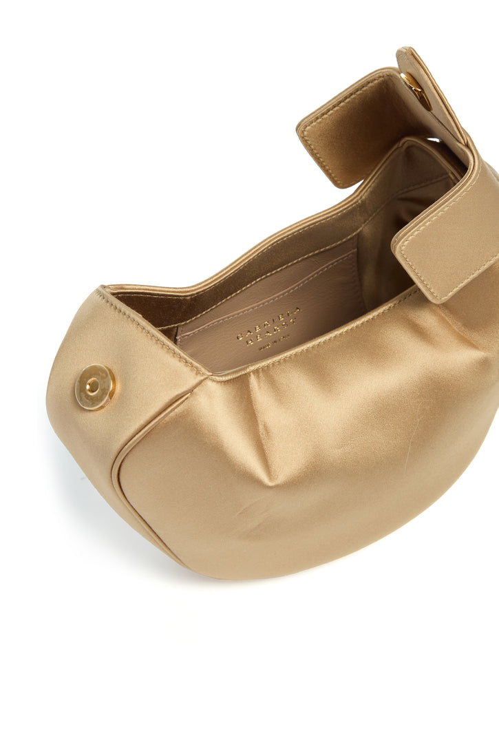 Soft Demi Clutch In Camel Satin