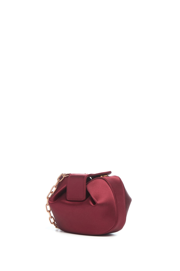 Soft Demi Clutch In Bordeaux Satin