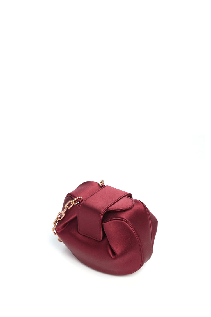 Soft Demi Clutch In Bordeaux Satin