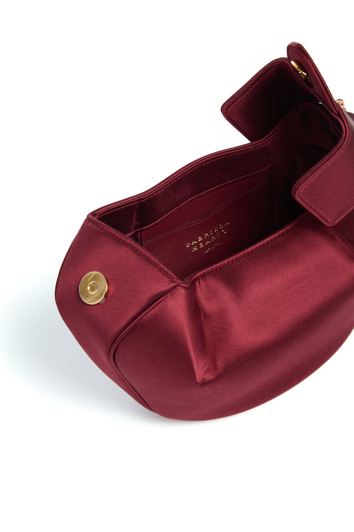 Soft Demi Clutch In Bordeaux Satin